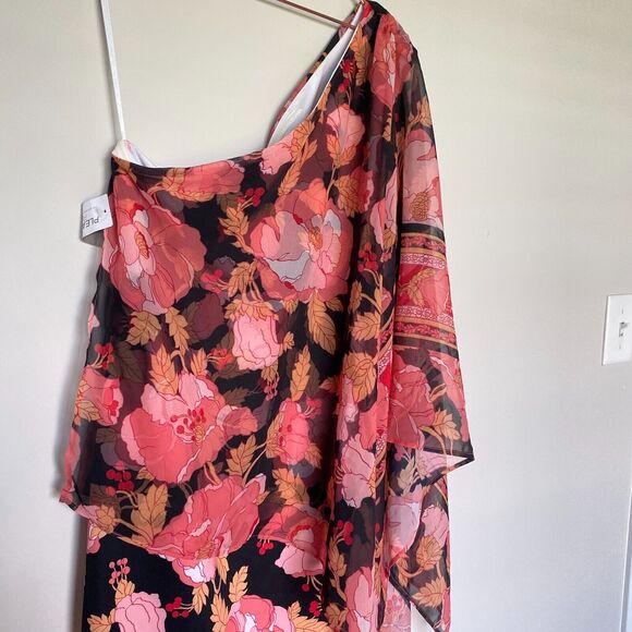 New York & Company Womens Pancho Dress L Eva Mendes Collection One Shoulder NEW - Picture 2 of 5